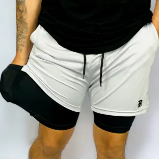 Spartan Bermuda Masculina Treino 2 em 1 - Spartan Branco
