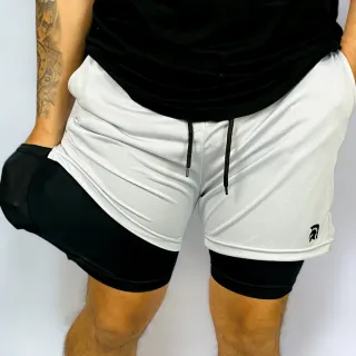 Spartan Bermuda Masculina Treino 2 em 1 - Spartan Branco