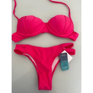 Modelo sereia biquini concha, duas tiras - Terracota