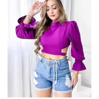 Luxuoso Cropped - Compre Online na Raryel - FUSCIA