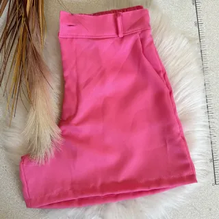 Cintura alta feminino crepe alfaiataria curto social - Azul Caneta