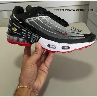 Caminhada Confortável Leve Tênis Esportivo Masculino Para Correr Academia - plus preto prata vermelho