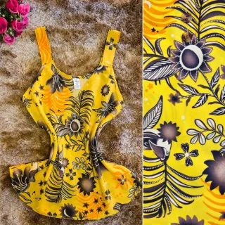 Blusa feminina de viscose estampada com alça grossa - Modelo Verão 2 - Rosa (Estampada)