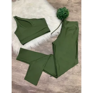 Calça Legging e Top de Um Ombro - Conjunto Fitness - Zebra