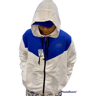 Promoção: Casaco corta vento masculino refletivo - Jaqueta de frio - Azul com preto