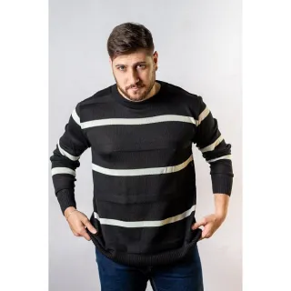 Nervura Gola Redonda Blusa - Preta