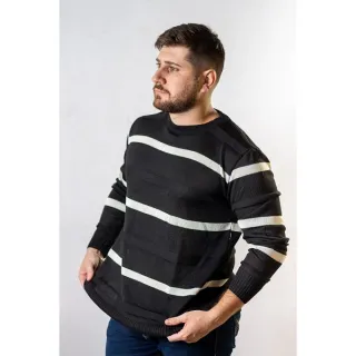 Nervura Gola Redonda Blusa - Preta