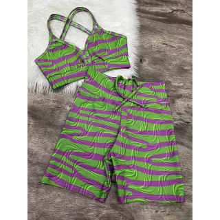 Top com Alça Dupla + Conjunto Fitness Short Com Cordão - 2