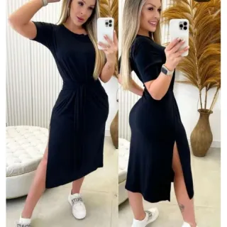 Tamanho Único Vestido Blogueira Feminino em Tecido Viscolycra - Azul