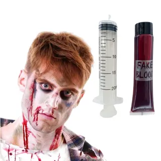 Fantasia Halloween Vampire Fake Skin Seringa Tinta Vermelha - Kit (R84816 / R84815)