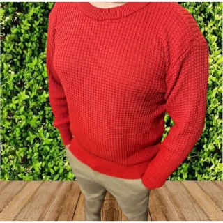 Suéter Tricô Gola Redonda Masculino Sem Bordado - GRAFITE sem bordado