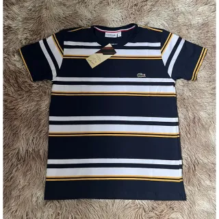 Peruana Basica Listrada Camiseta LC - Preto-Amarelo-Branco