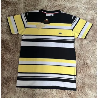 Peruana Basica Listrada Camiseta LC - Preto-Amarelo-Branco