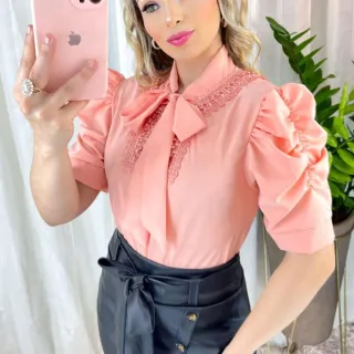 Moda Evangélica: Blusas Sociais com renda, pérolas e pedraria - Modelo 2