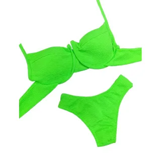 Moda Verão Biquini Feminino Cancun Com Bojo Tecido Canelado - Amarelo