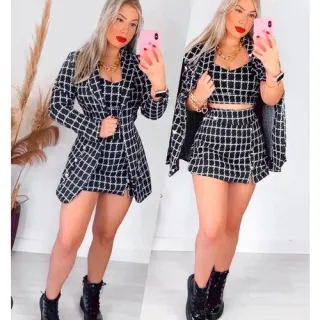 Blazer com Bojo, ShortSaia Cropped e Conjunto Feminino - Modelo07
