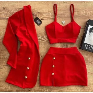 Blazer com Bojo, ShortSaia Cropped e Conjunto Feminino - Modelo07