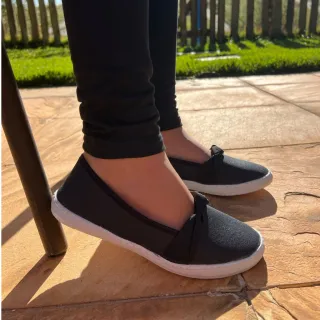 Promoção Sapatilha Feminina Lacinho Tênis Modelo nol Super confortável - Preto