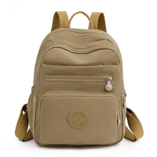 Média Viagem Simples Sólida Cor Leve Feminina Escolar Pano Nylon Moda Casual Mochila - ROSA5107