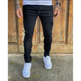Calça confortável masculina skinny cargo elástico várias cores - Caramelo