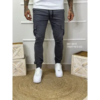 Calça confortável masculina skinny cargo elástico várias cores - Caramelo