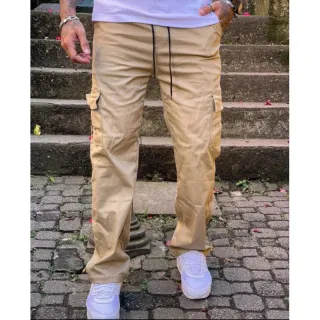 Calça masculina jeans cargo em várias cores e lavagens, linha premium original - Preta