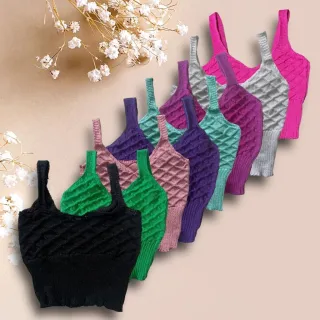 Promoção moda feminina: Kit com 5 top cropped tricô crochê blogueira