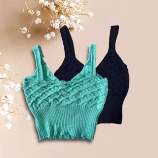 Promoção moda feminina: Kit com 5 top cropped tricô crochê blogueira - Fúcsia