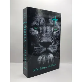 Bíblia Sagrada Capa Dura Tamanho Médio Leão Cinza 12,5x19 cm - Único