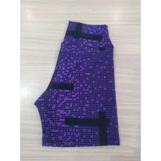 Shortinho P e M cós alto meia coxa - Roxo bolinha