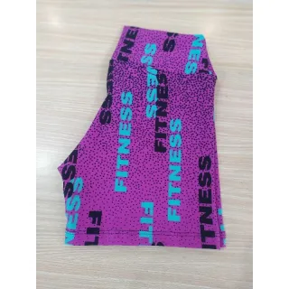 Shortinho P e M cós alto meia coxa - Roxo bolinha