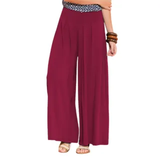 Tribo livre - Calça Pantalona Feminina Cintura Alta - Azul Marinho