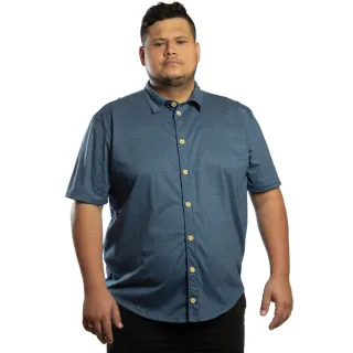Camisa Manga Curta Botão Malha Eco Plus Size Masculina - Grafite