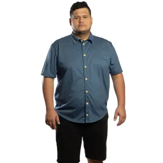Camisa Manga Curta Botão Malha Eco Plus Size Masculina - Grafite