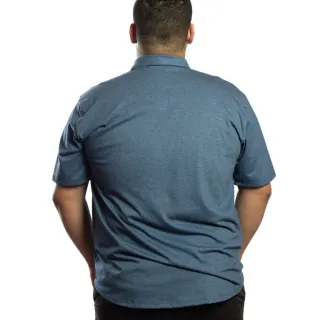 Camisa Manga Curta Botão Malha Eco Plus Size Masculina - Grafite