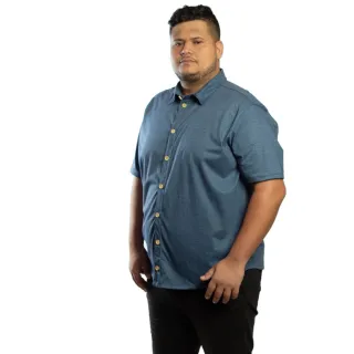 Camisa Manga Curta Botão Malha Eco Plus Size Masculina - Grafite