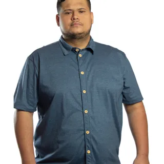 Camisa Manga Curta Botão Malha Eco Plus Size Masculina - Grafite