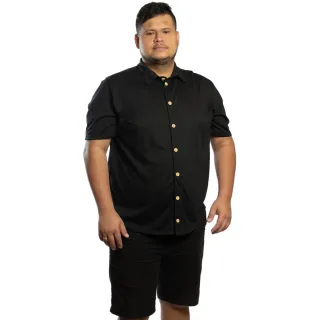 Leve e Fresca Camisa Masculina Plus Size de Mangas Curtas - Grafite