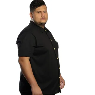 Leve e Fresca Camisa Masculina Plus Size de Mangas Curtas - Grafite
