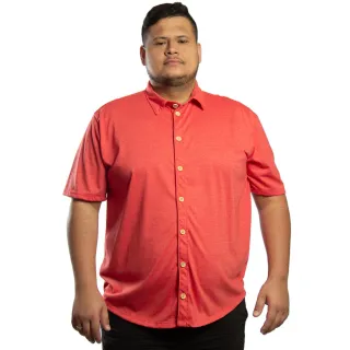 Camisa Manga Curta Botão Malha Eco Plus Size Masculina - Grafite