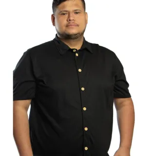 Leve e Fresca Camisa Masculina Plus Size de Mangas Curtas - Grafite