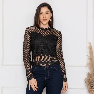 M0744 Blusa com Transparência - Bege