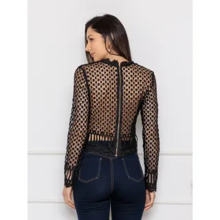 M0744 Blusa com Transparência - Bege