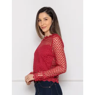 M0744 Blusa com Transparência - Bege