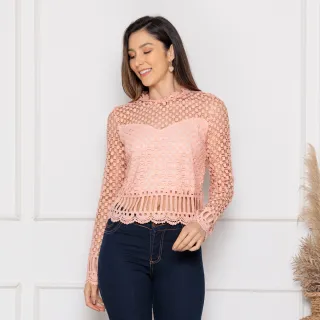 M0744 Blusa com Transparência - Bege