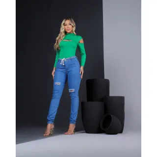 Qualidade diferenciada: Calça jeans feminina cintura alta que levanta o bumbum - CJF-REVEL