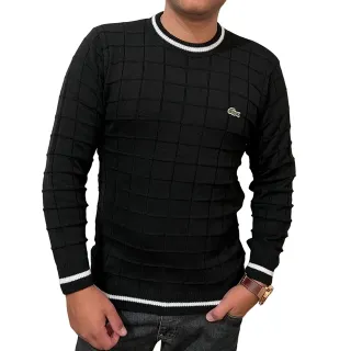 Casaco de frio masculino suéter - BRANCO QUADRICULADO