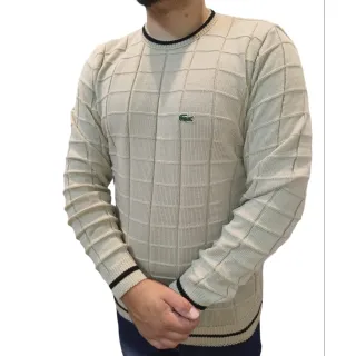 Casaco de frio masculino suéter - BRANCO QUADRICULADO