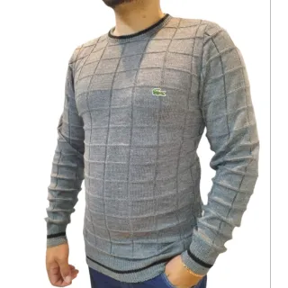 Casaco de frio masculino suéter - BRANCO QUADRICULADO