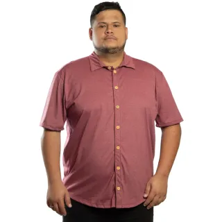Camisa Confortável Masculina Plus Size Manga Curta Fresca - Vermelho